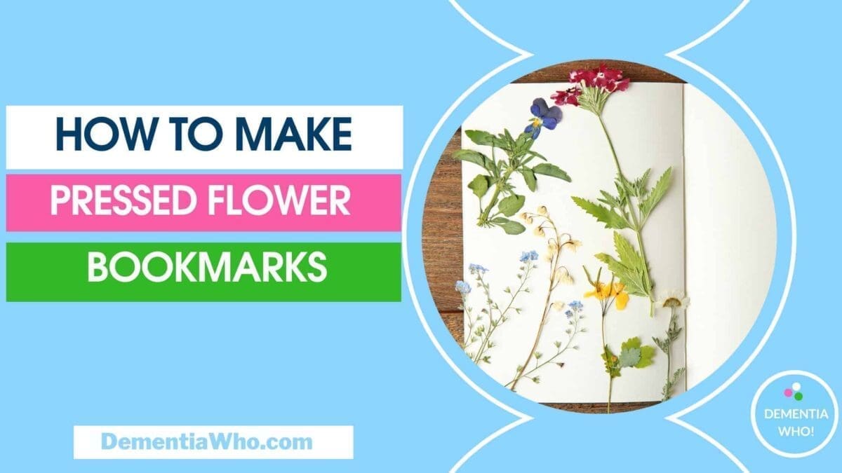 An image with title text how to make pressed flower bookmarks which has a blue background and photo of a book with pressed flowers on a white page